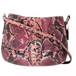 Coach Snakeskin Python Burgundy Purple Silver Small Crossbody Purse Bag